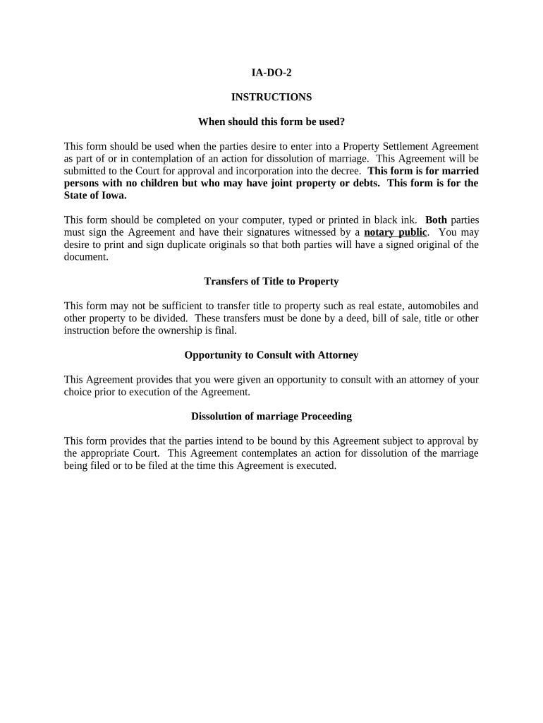 Marital Legal Separation and Property Settlement Agreement No Children Parties May Have Joint Property or Debts Where Divorce Ac  Form