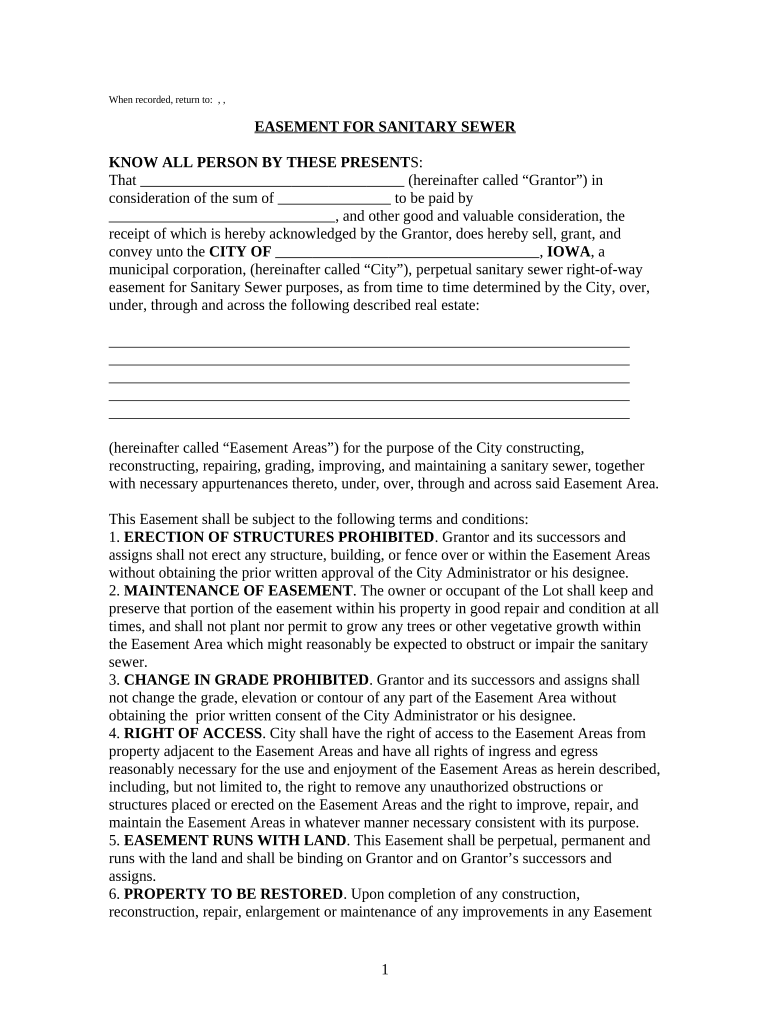 Iowa Easement  Form