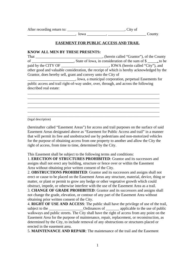 Iowa Easement  Form