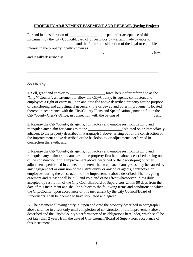 Iowa Easement  Form