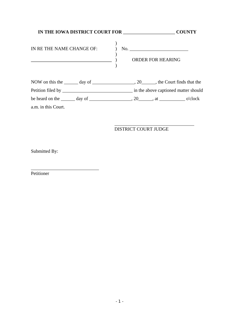 Minor Name Change Application  Form