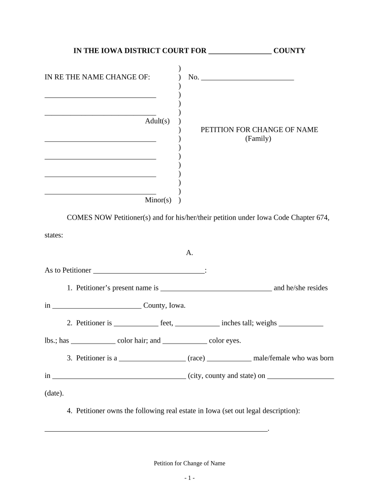 Iowa Name Change Form