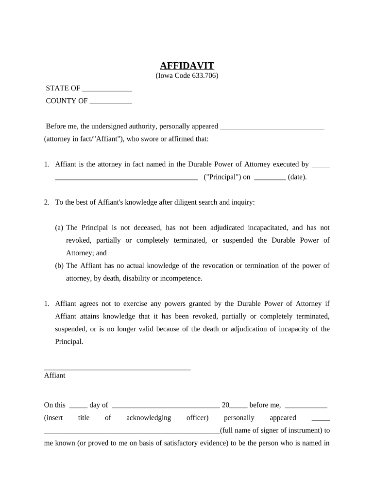 Iowa Power Attorney  Form