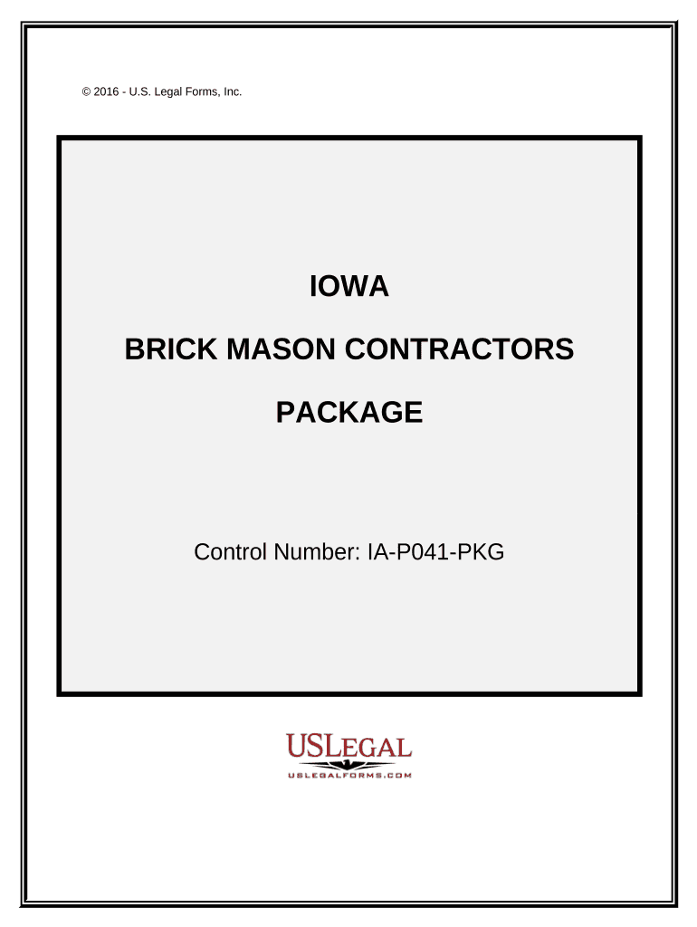 Brick Mason Contractor Package Iowa  Form