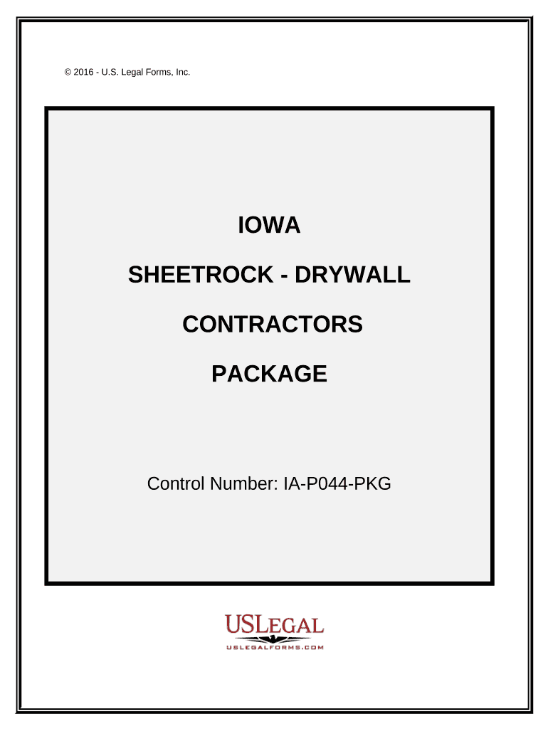 Sheetrock Drywall Contractor Package Iowa  Form
