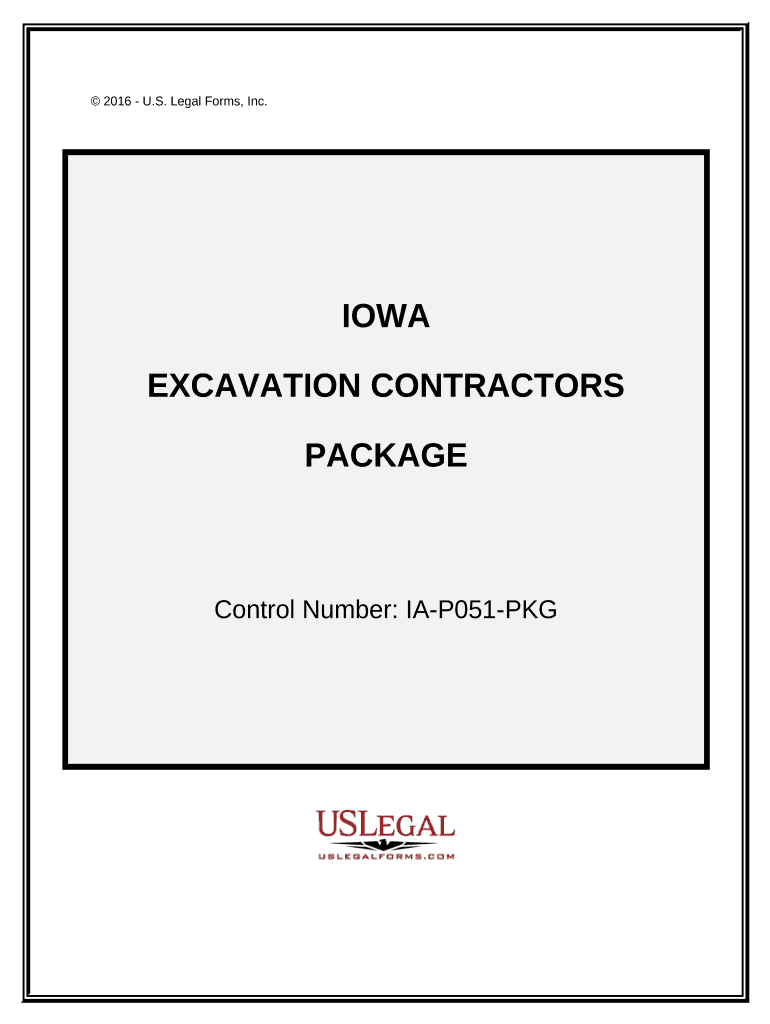 Excavation Contractor Package Iowa  Form