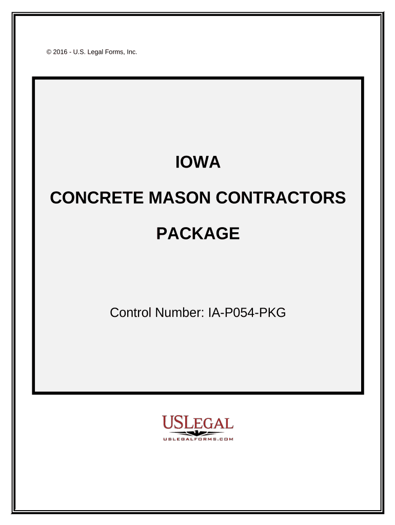 Concrete Mason Contractor Package Iowa  Form