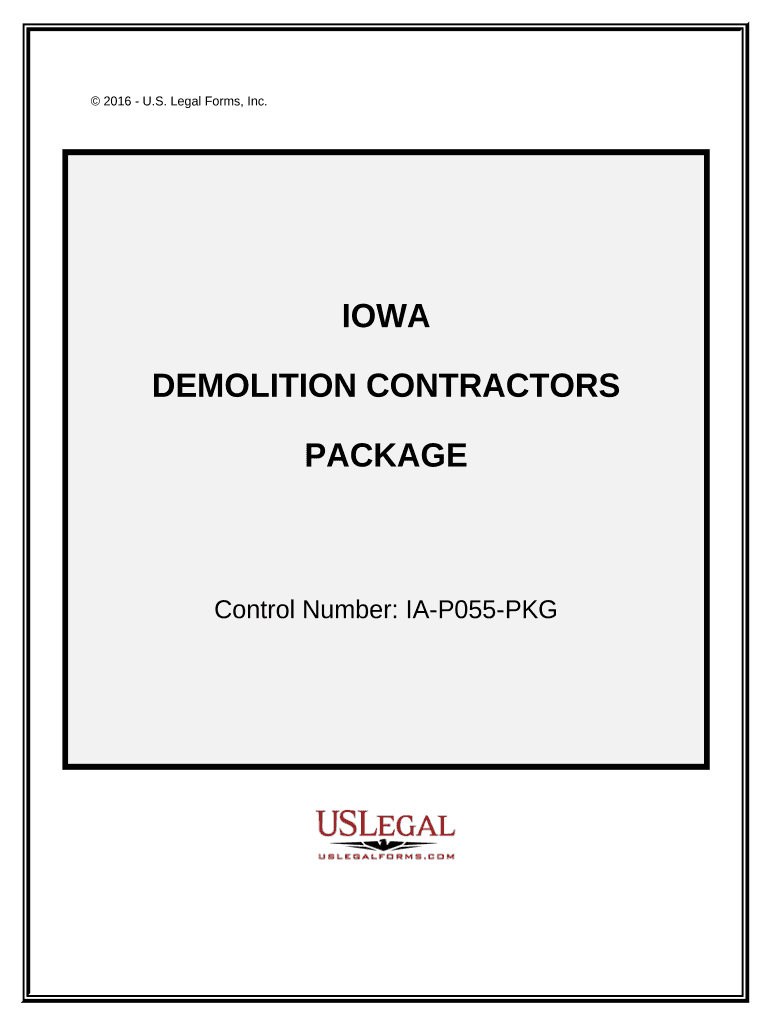 Demolition Contractor Package Iowa  Form