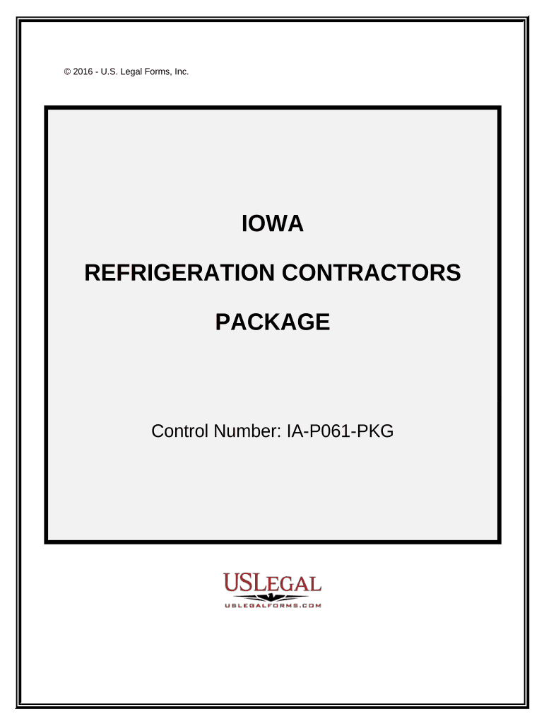 Refrigeration Contractor Package Iowa  Form