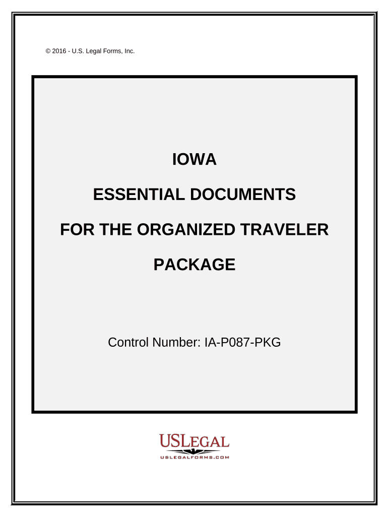 Essential Documents for the Organized Traveler Package Iowa  Form
