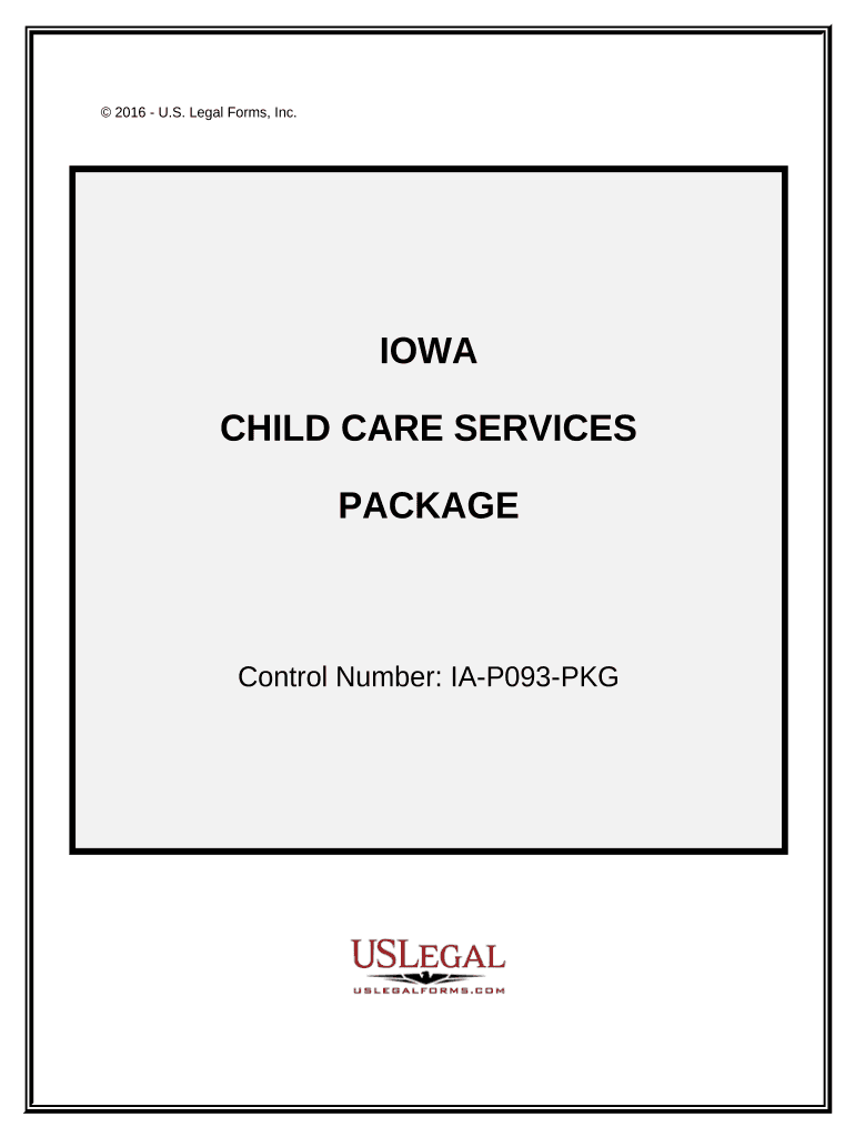 Child Care Services Package Iowa  Form