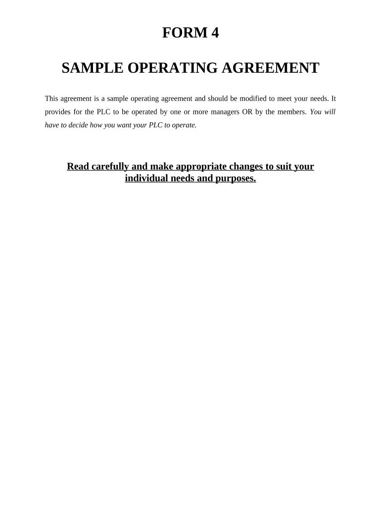 Sample Operating Agreement for Professional Limited Liability Company PLLC Iowa  Form
