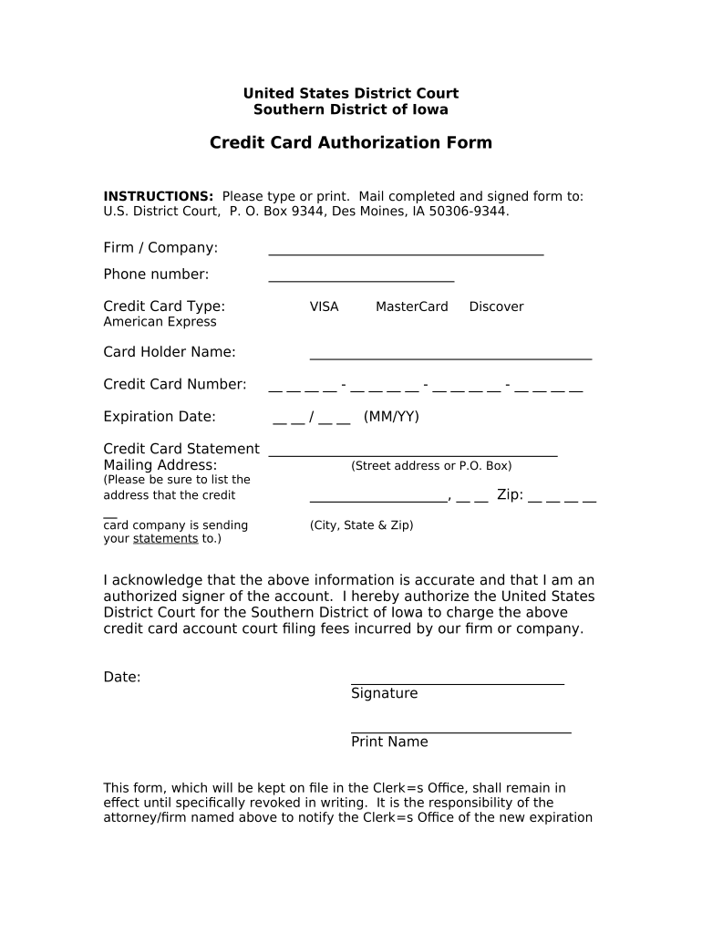 Card Authorization Form File