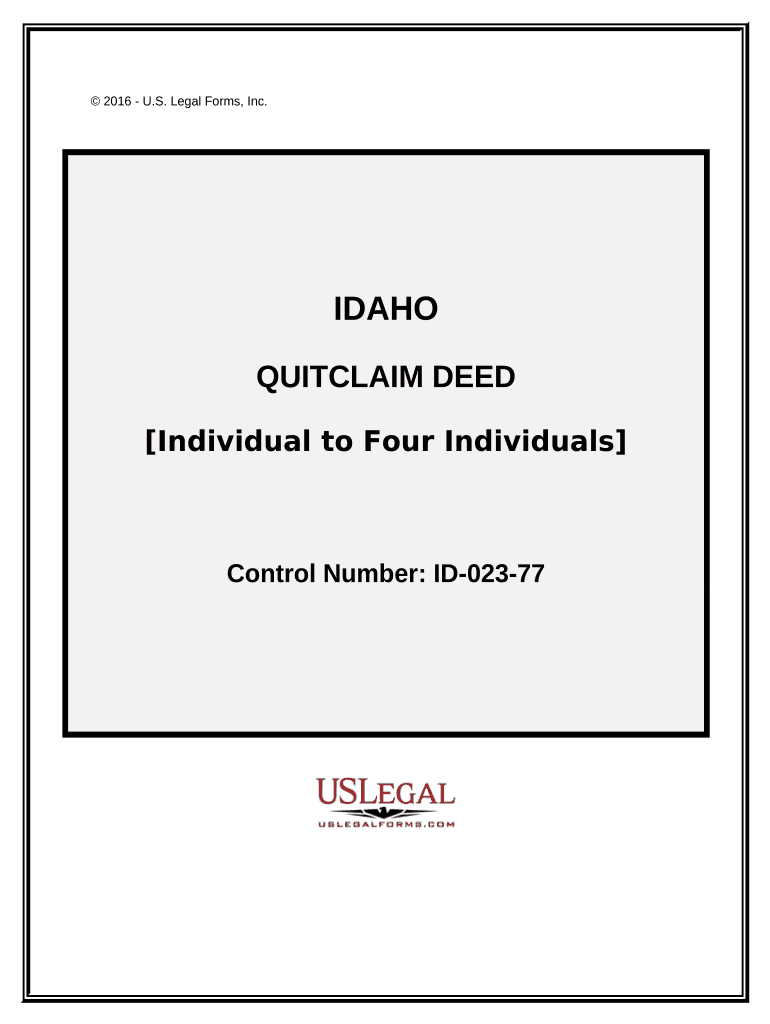 Quitclaim Deed Individual to Four Individuals Idaho  Form