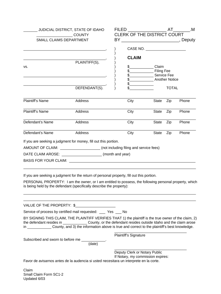 Small Claim Form