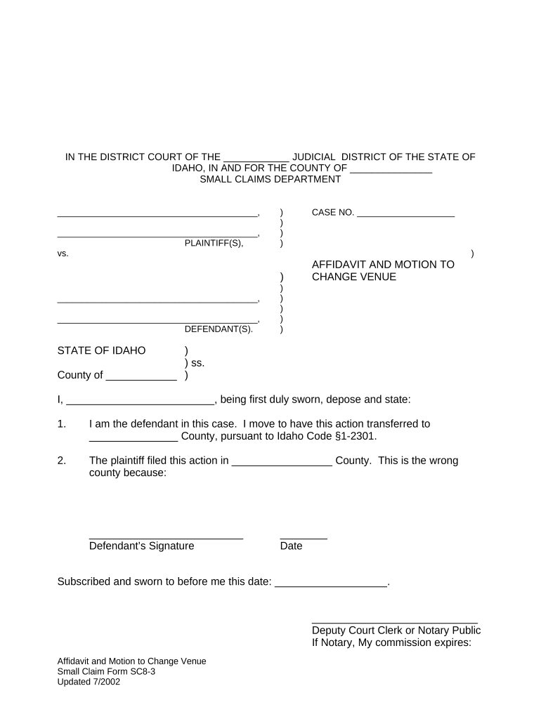 Motion Change Venue  Form