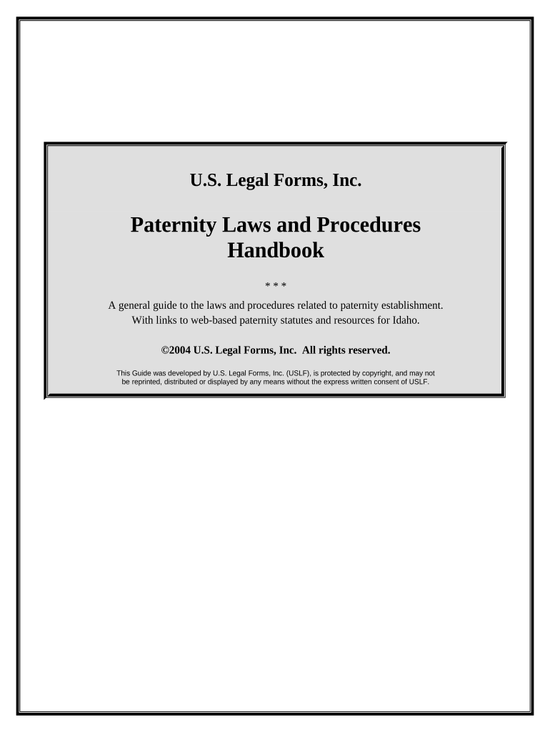 Paternity Law and Procedure Handbook Idaho  Form