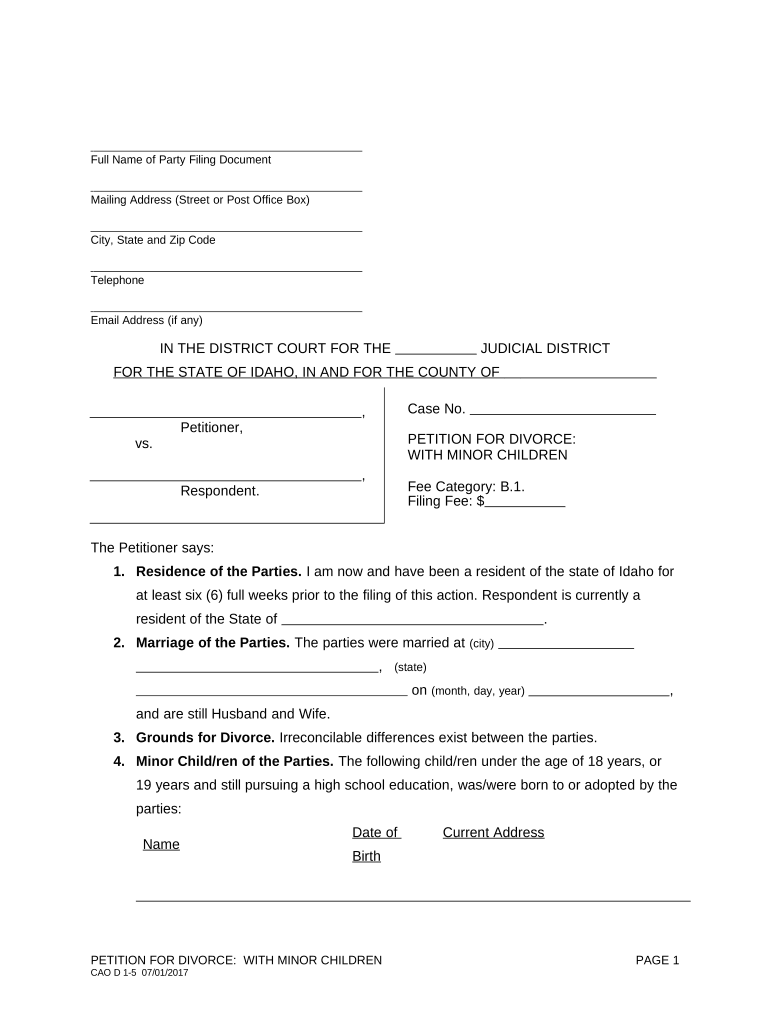 Complaint Divorce with Children  Form