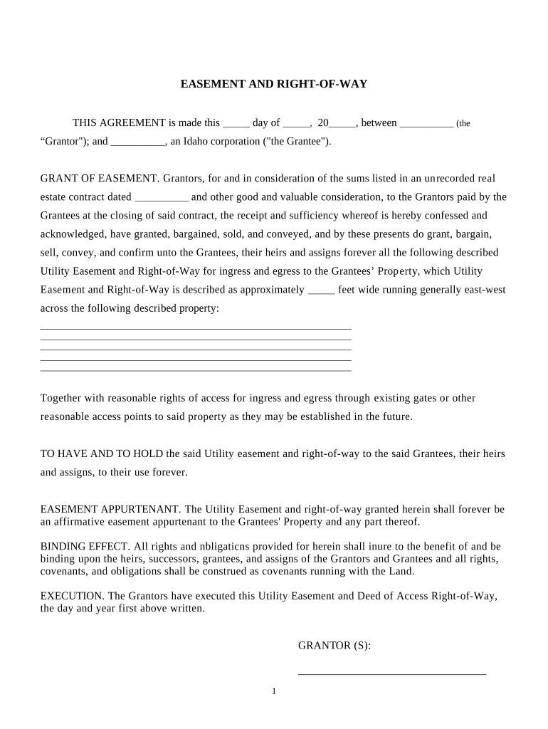 Idaho Easement  Form