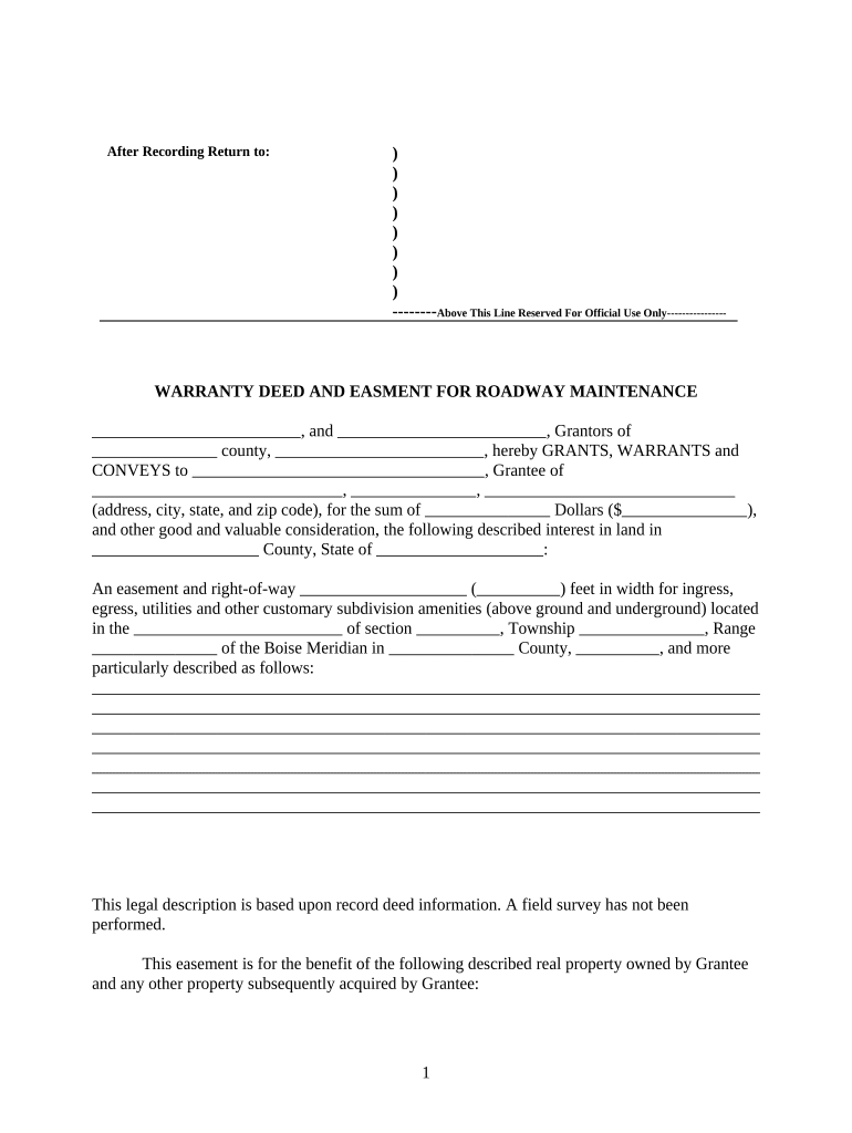 Idaho Easement  Form