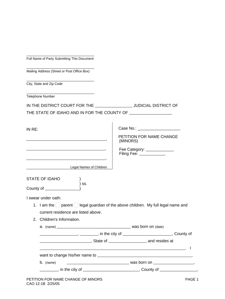 Petition Name Change Form