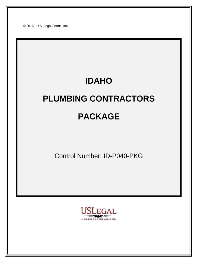 Plumbing Contractor Package Idaho  Form