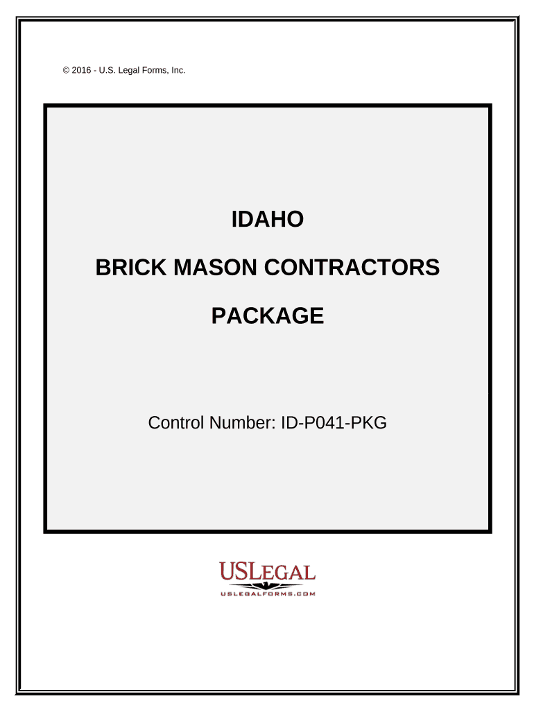 Brick Mason Contractor Package Idaho  Form