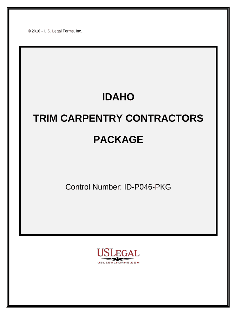 Trim Carpentry Contractor Package Idaho  Form