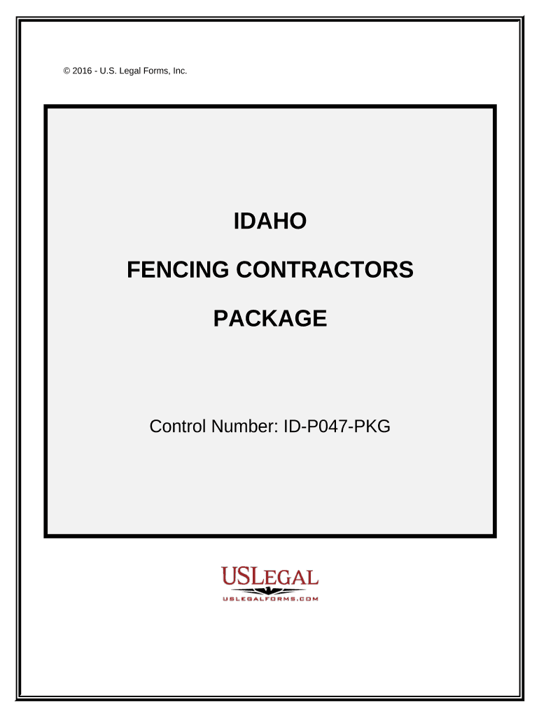 Fencing Contractor Package Idaho  Form