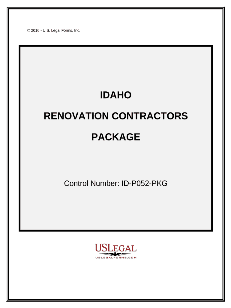 Renovation Contractor Package Idaho  Form
