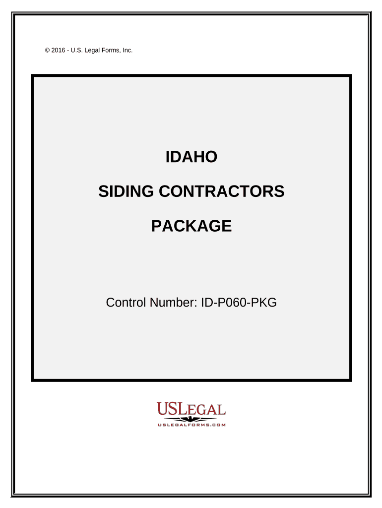 Siding Contractor Package Idaho  Form