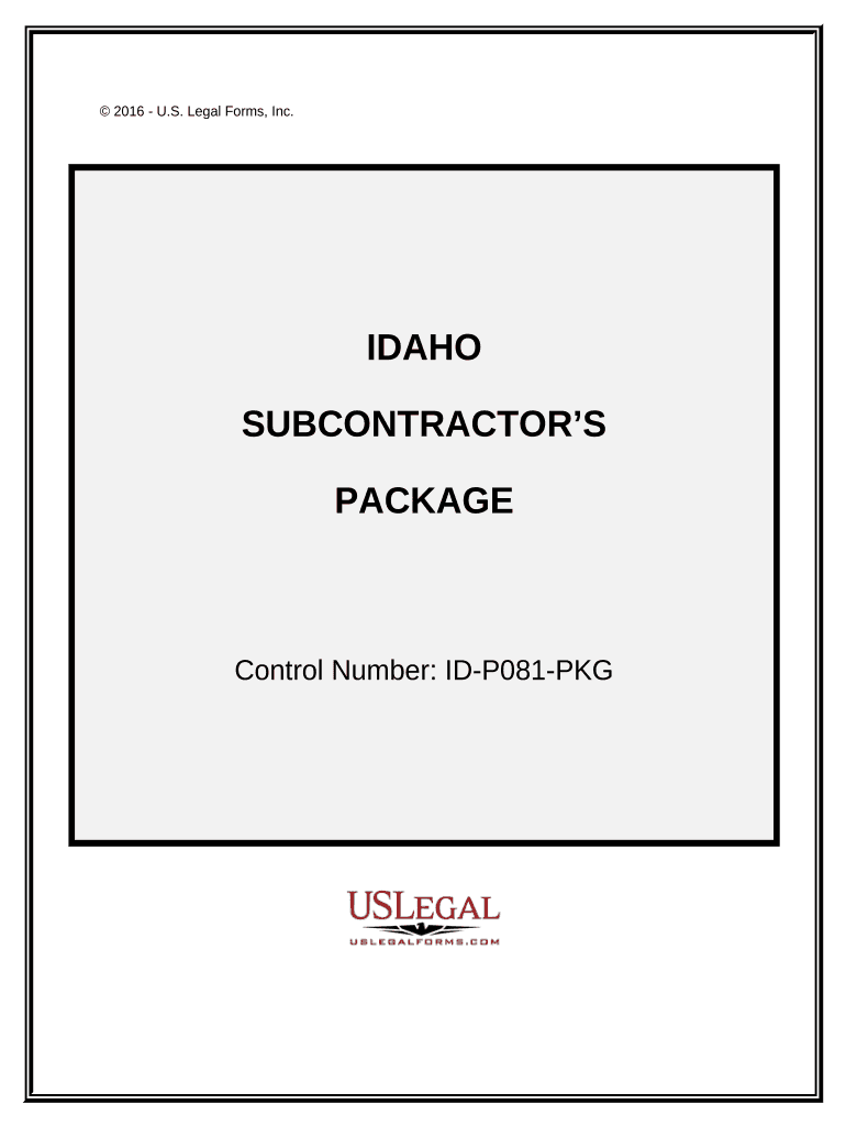 Subcontractors Package Idaho  Form