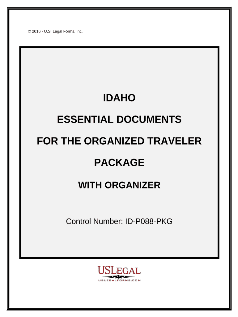 Essential Documents for the Organized Traveler Package with Personal Organizer Idaho  Form