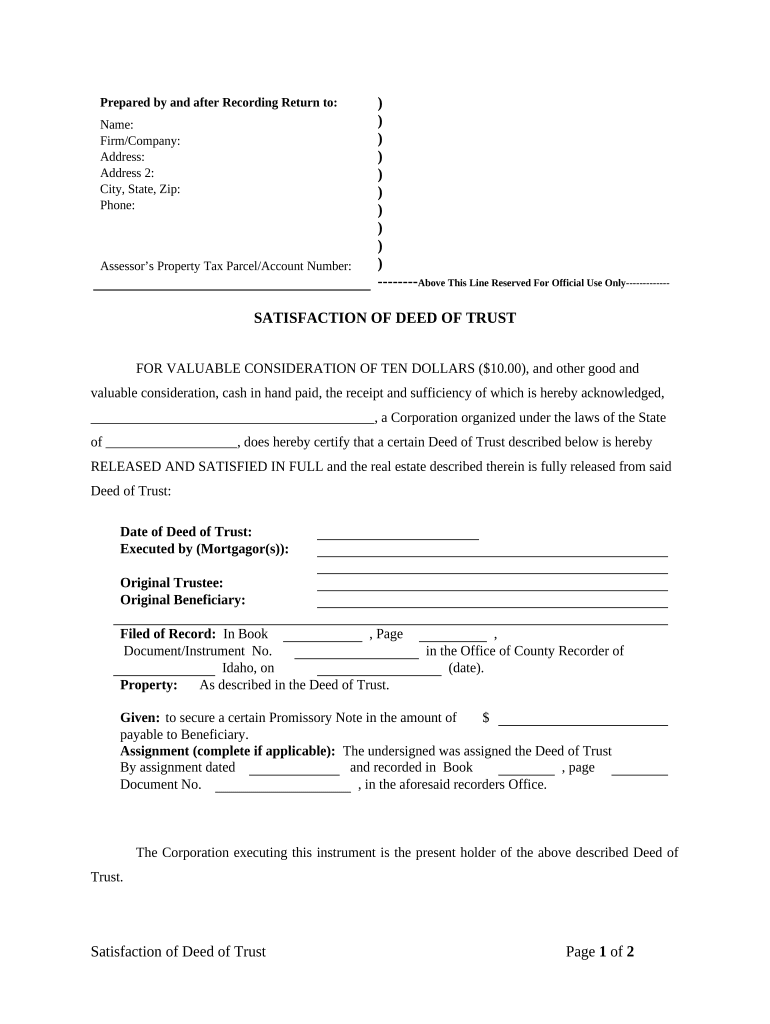 Idaho Cancellation  Form