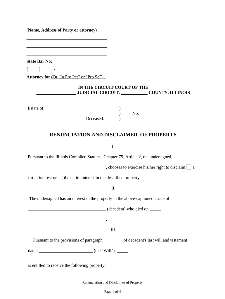 Illinois Disclaimer  Form