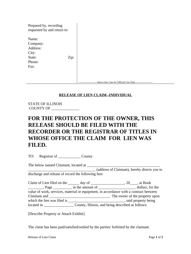 Illinois Release Lien  Form