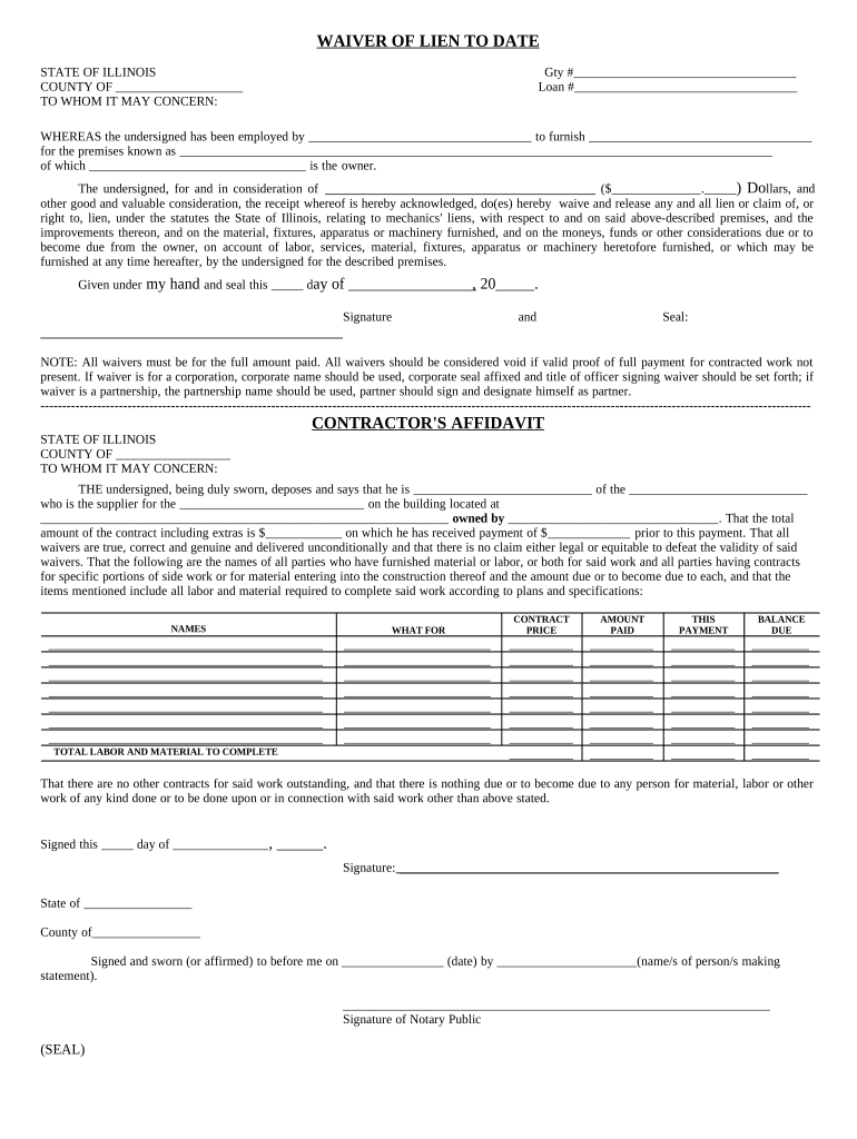 Illinois Lien Mechanic  Form