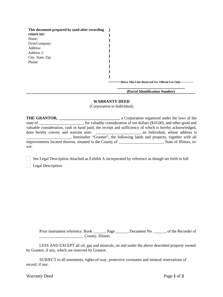 Illinois Warranty Deed  Form