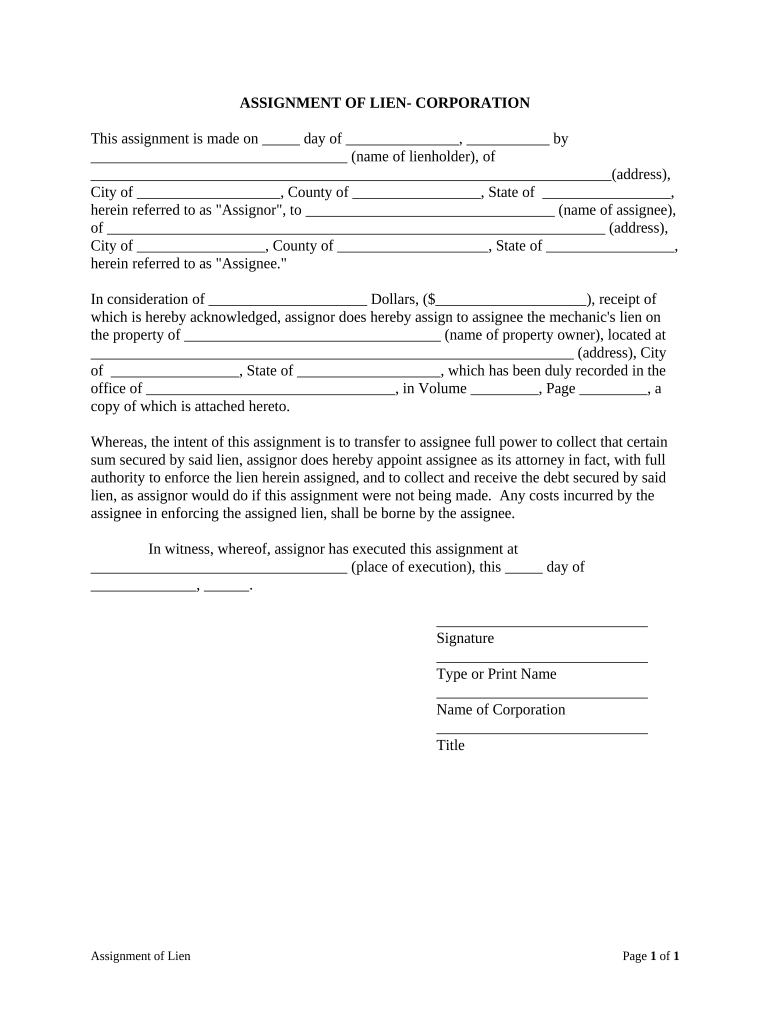 Illinois Assignment  Form