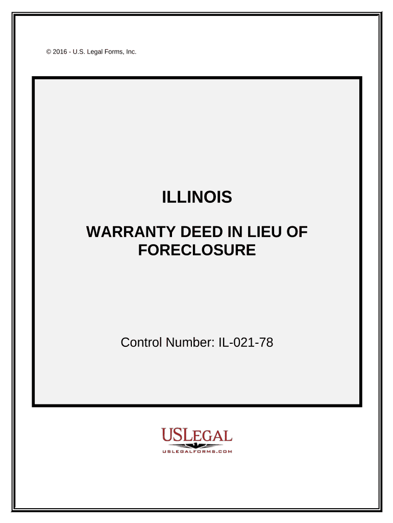 Warranty Deed in Lieu of Foreclosure Illinois  Form