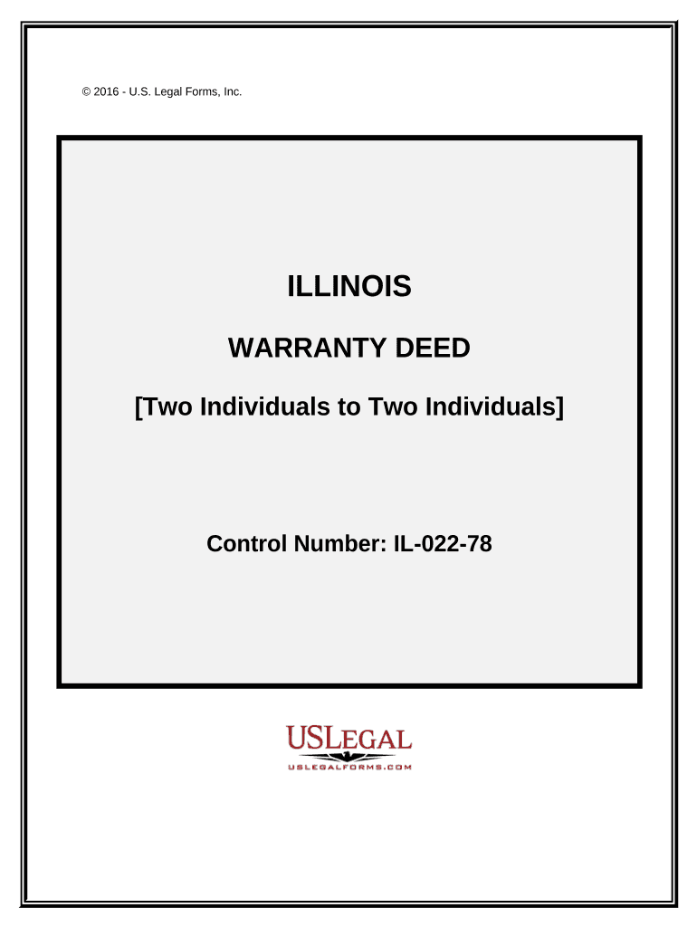 Warranty Deed Two Individuals to Two Individuals Illinois  Form