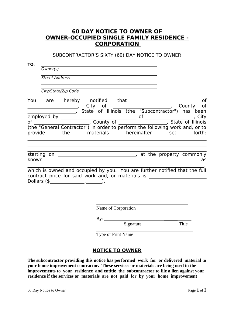 Illinois 60 Day Notice  Form