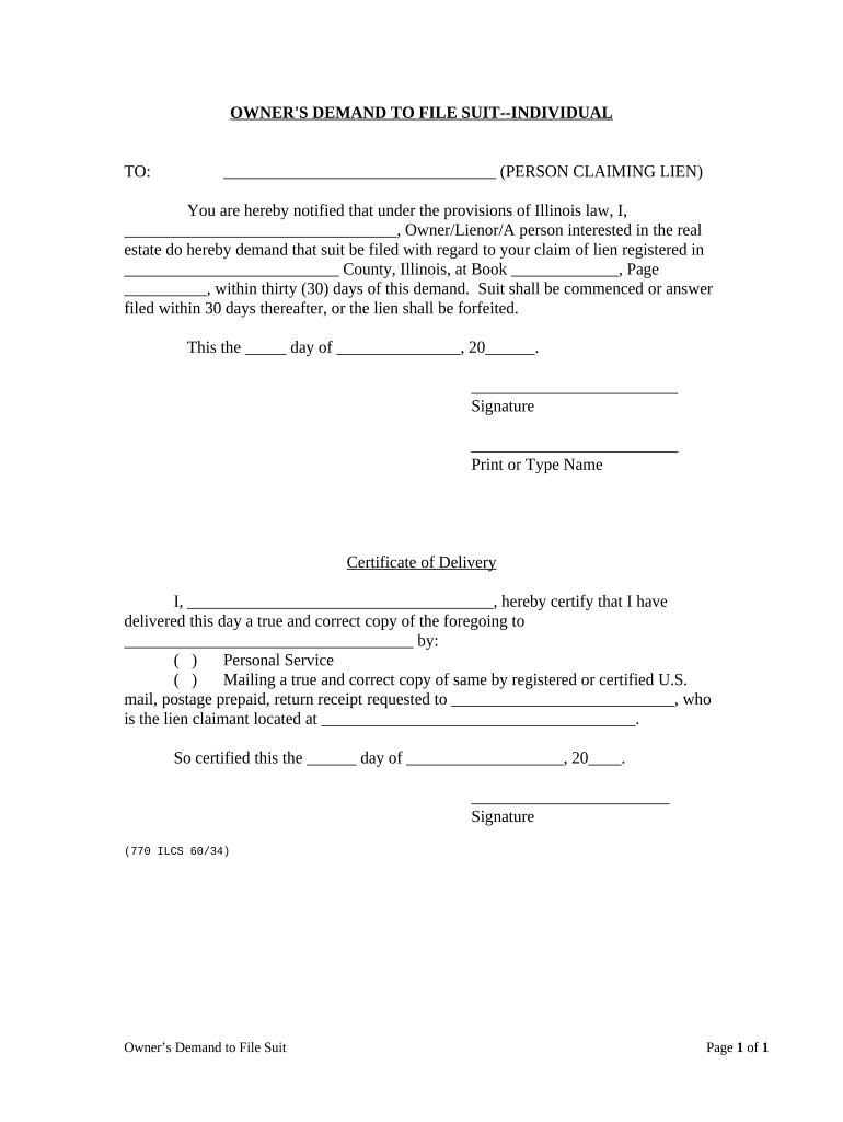 Illinois Demand  Form