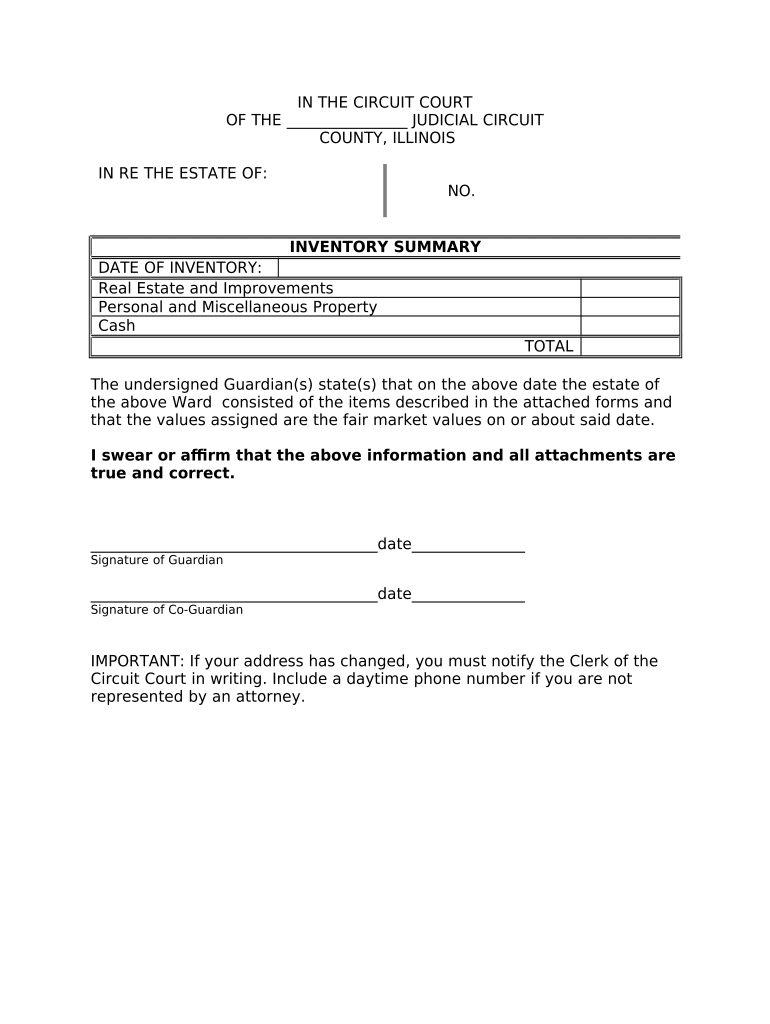 Inventory Summary Illinois  Form