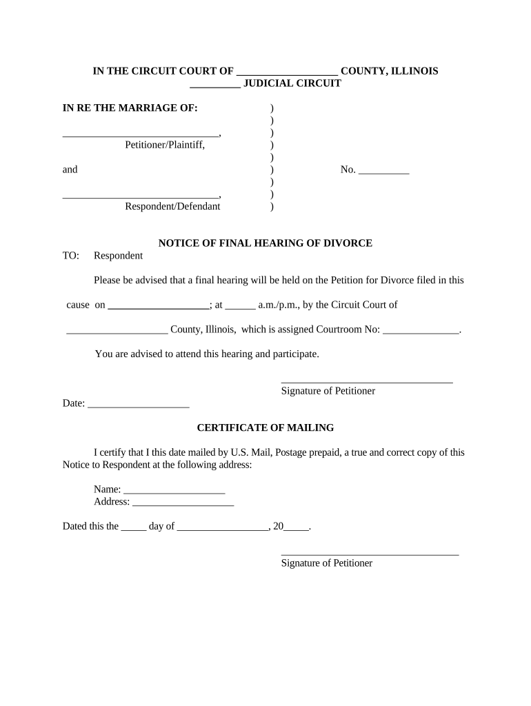 Notice Hearing Form