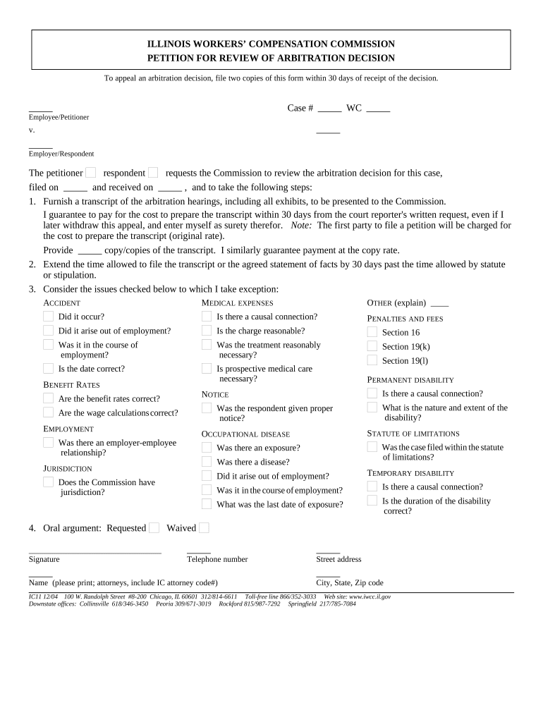 Illinois Workers Compensation  Form