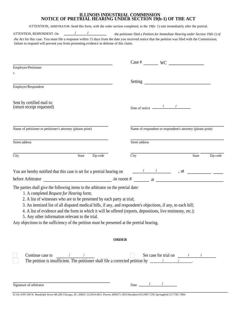 Illinois Notice Hearing  Form