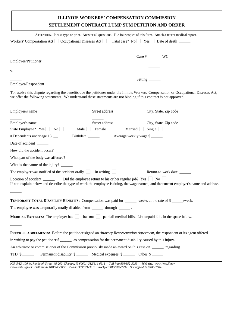 Settlement Workers Compensation  Form