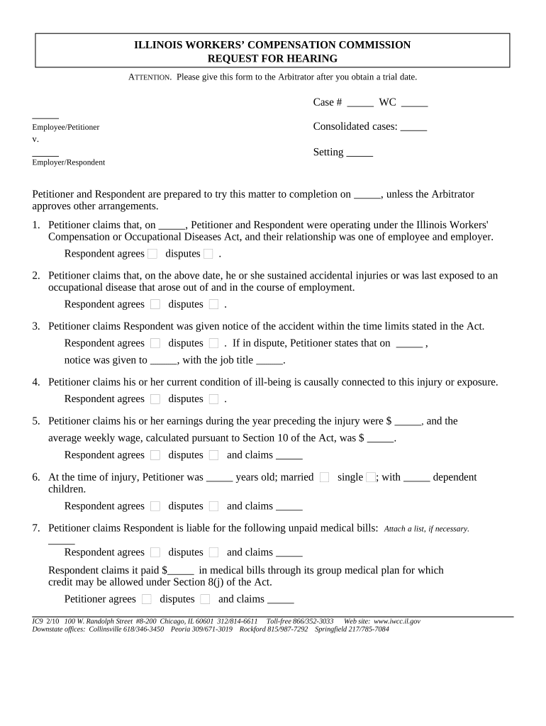 Illinois Request Hearing  Form