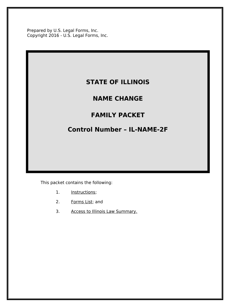 Name Change Instructions and Forms Package for a Family Illinois